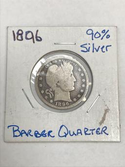 1896 Barber Quarter Silver 25 cent coin