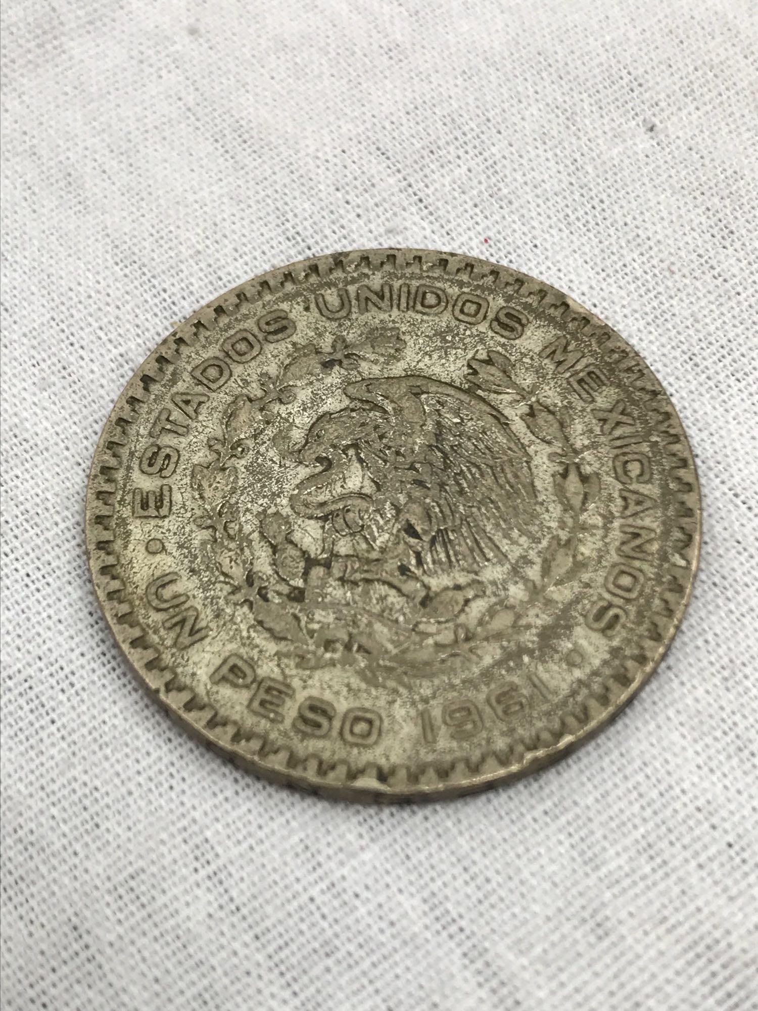 Vintage 1961 Mexico Silver Coin Peso