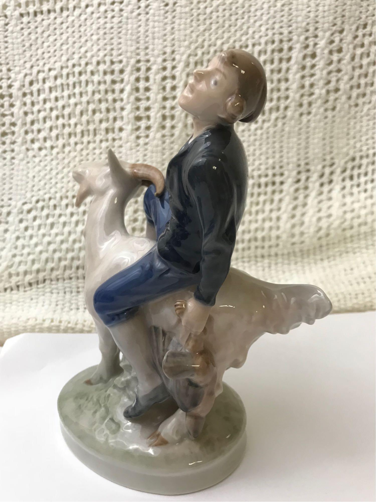 Royal Copenhagen Figurine Boy On Goat