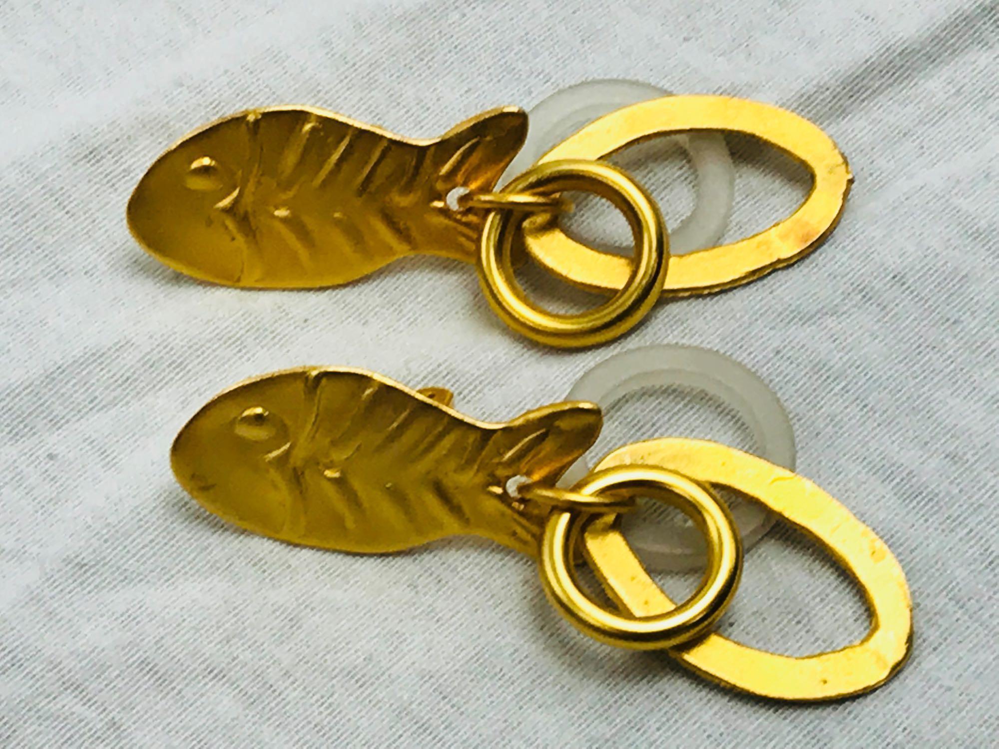 Vintage Norma Jean Gold Toned Fish Earrings