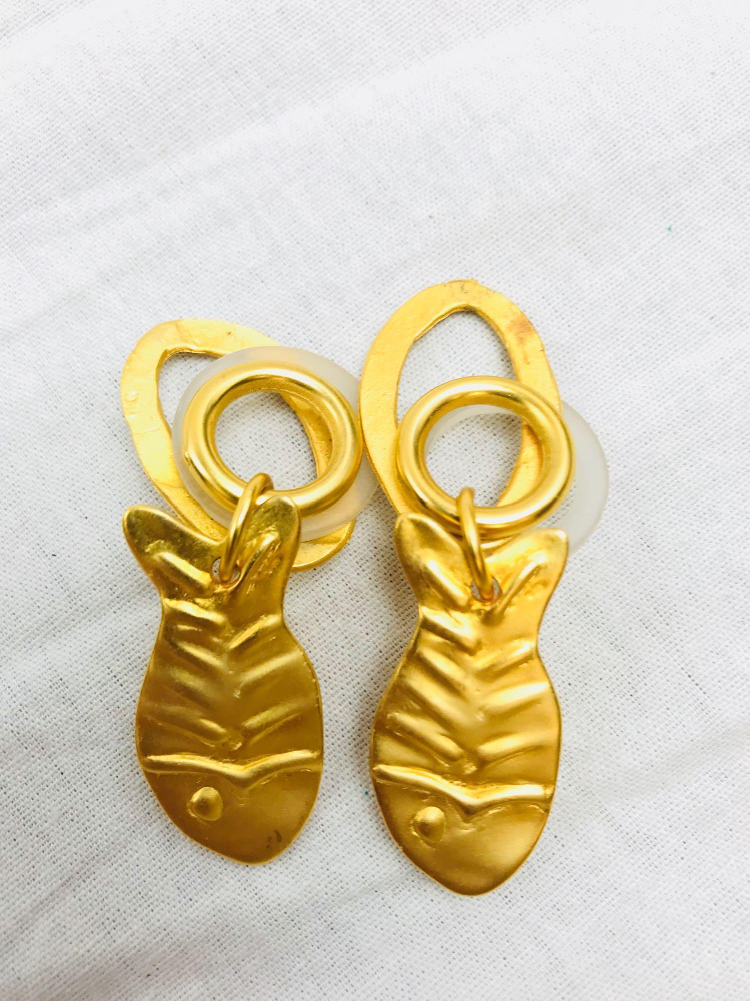 Vintage Norma Jean Gold Toned Fish Earrings