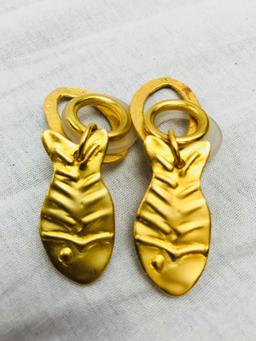 Vintage Norma Jean Gold Toned Fish Earrings