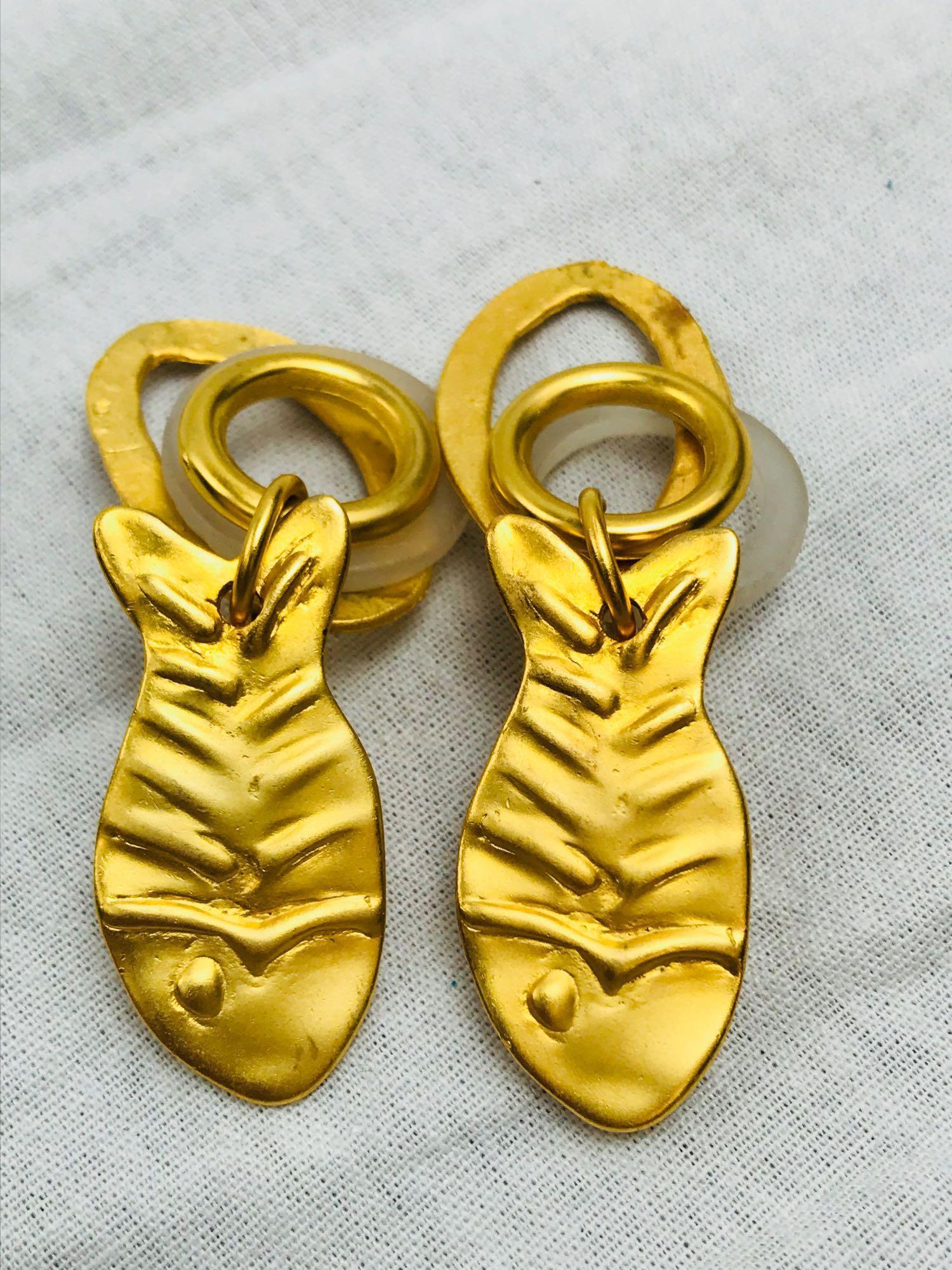 Vintage Norma Jean Gold Toned Fish Earrings