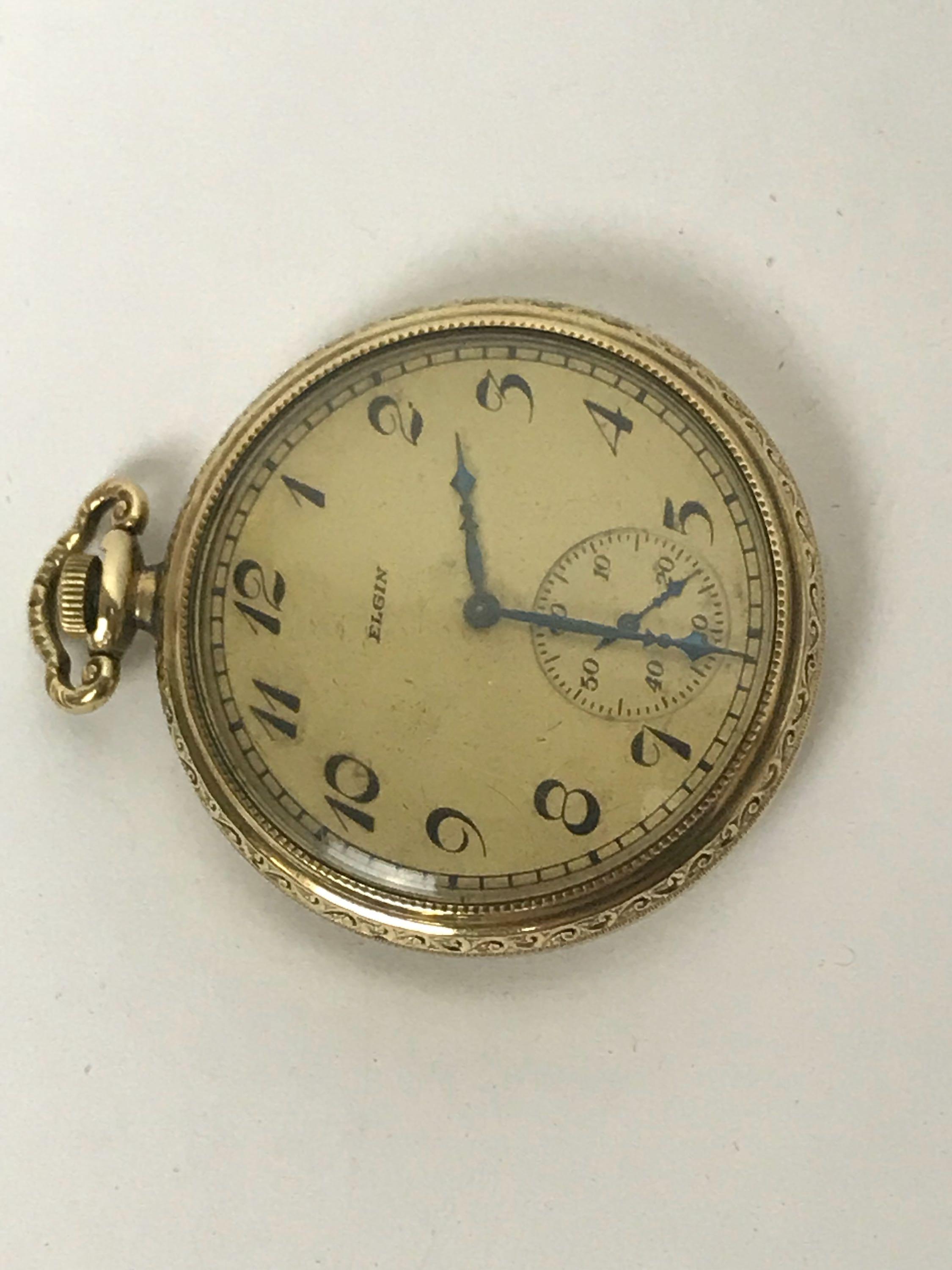 Antique Elgin Open Face Pocket Watch, 1922