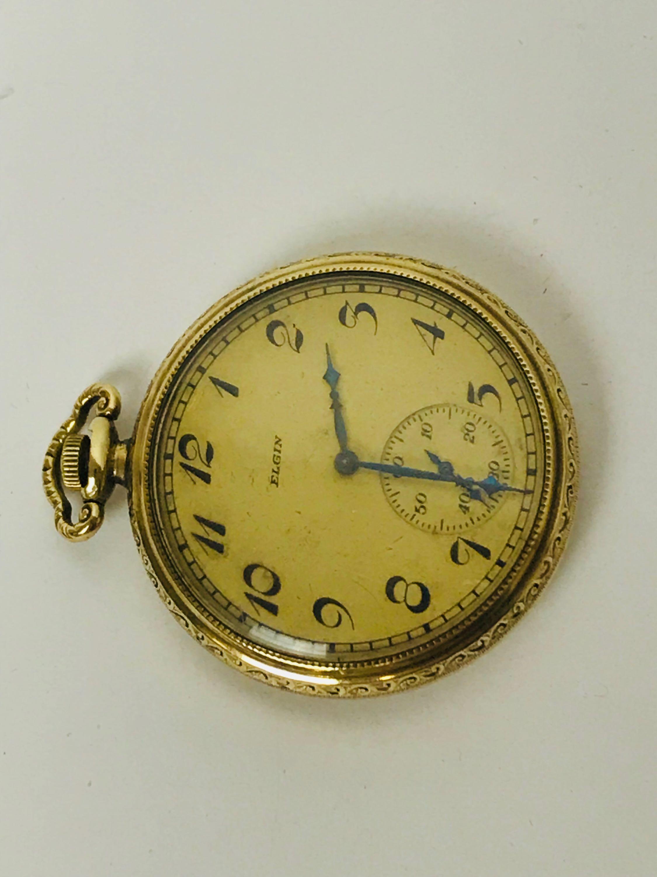 Antique Elgin Open Face Pocket Watch, 1922