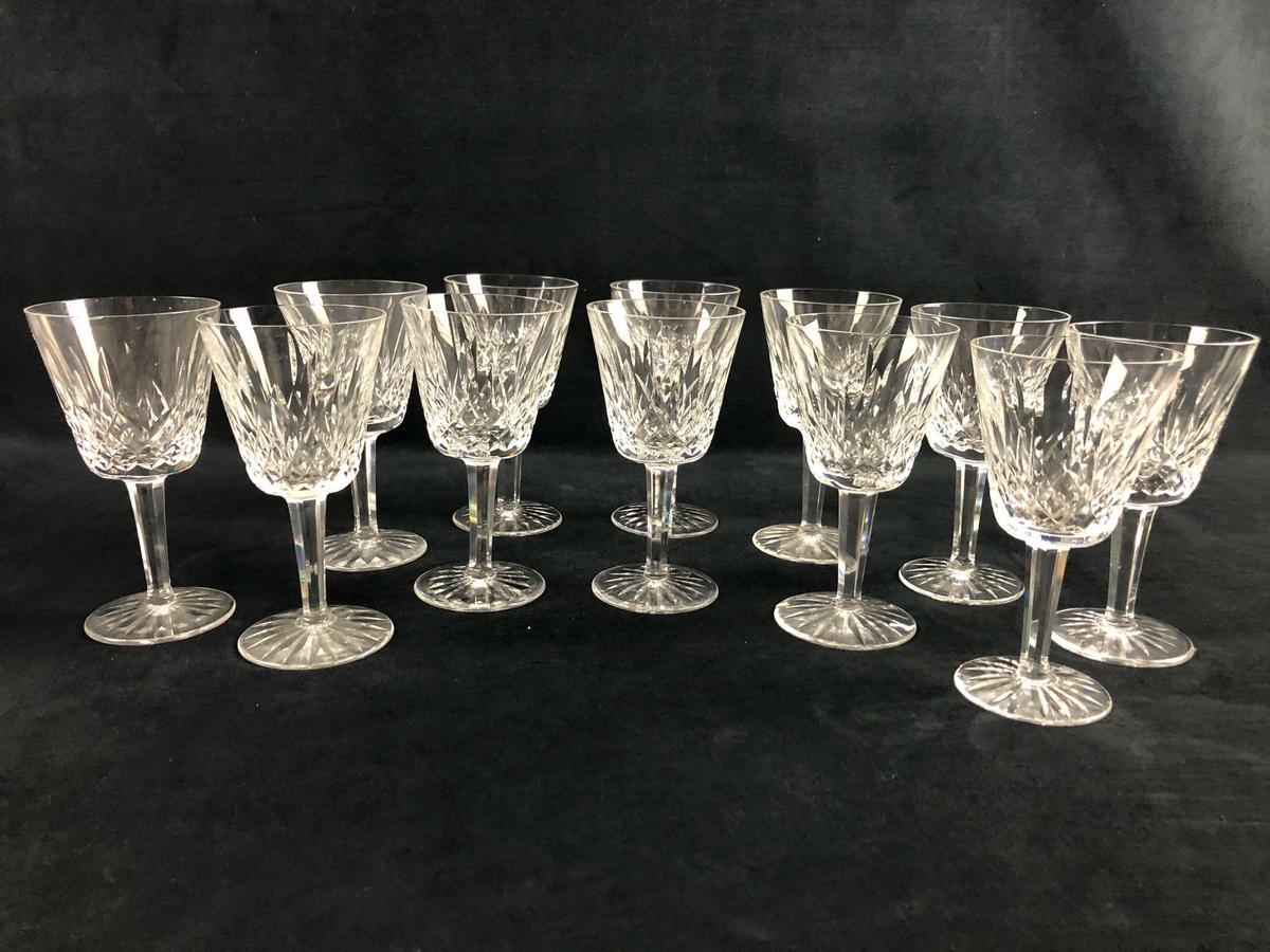 12 Waterford Crystal Clear Lismore Cordial Glasses