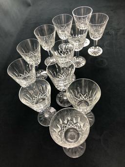 12 Waterford Crystal Clear Lismore Cordial Glasses