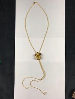 Risis Golds Toned Orchid Slider Necklace