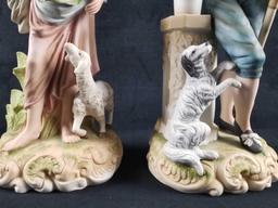 Andrea By Sadek Girl With Lamb And Boy With Dog Porcelain Figurines
