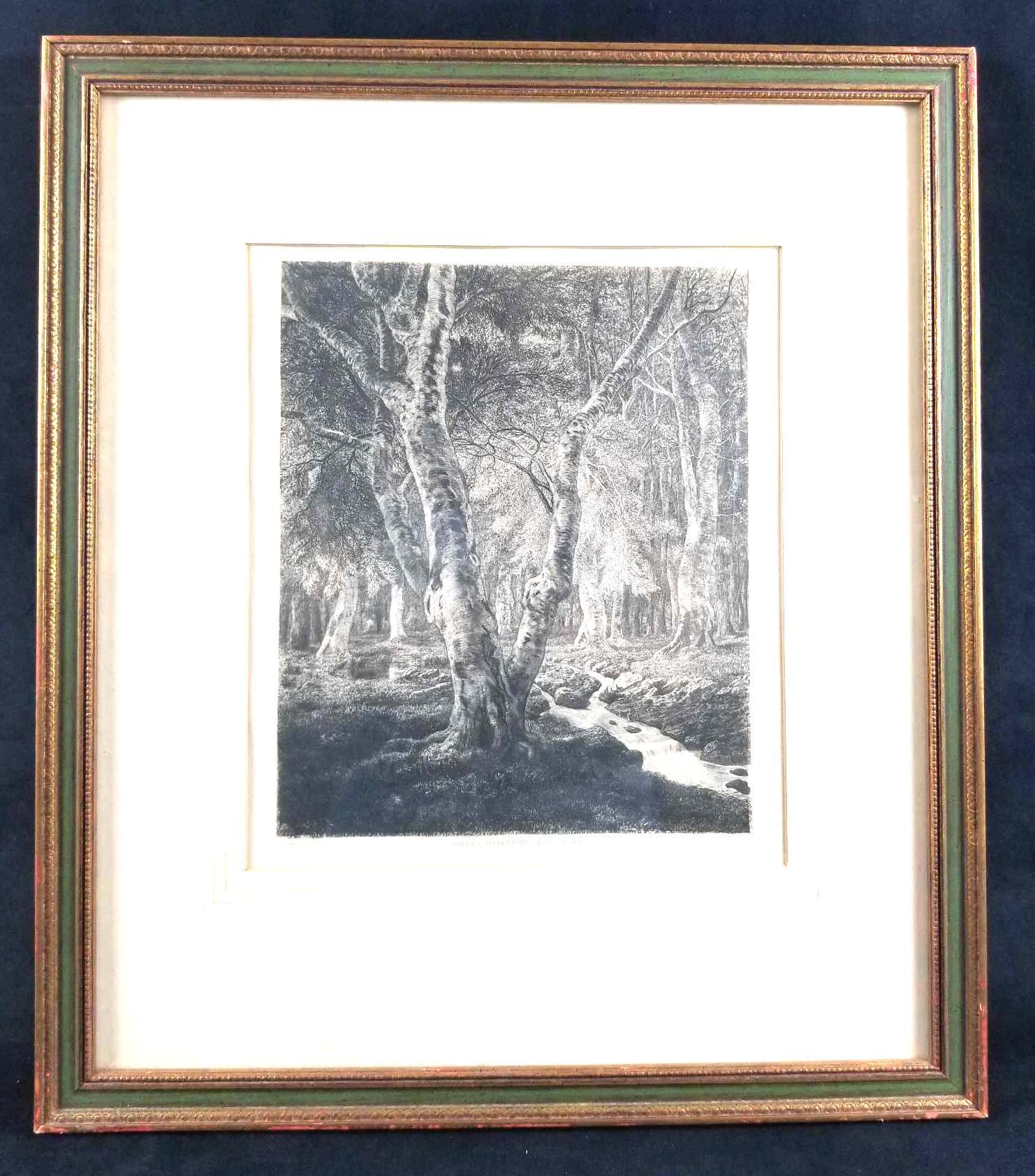 Adolphe Theodore Martial Potemont Etching of Forest