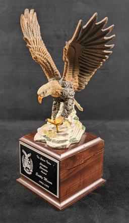 Large Eagle On Wood Base Award Mantlepiece