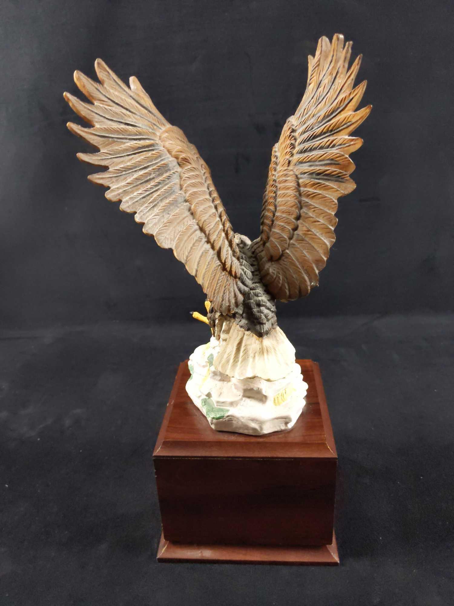 Large Eagle On Wood Base Award Mantlepiece