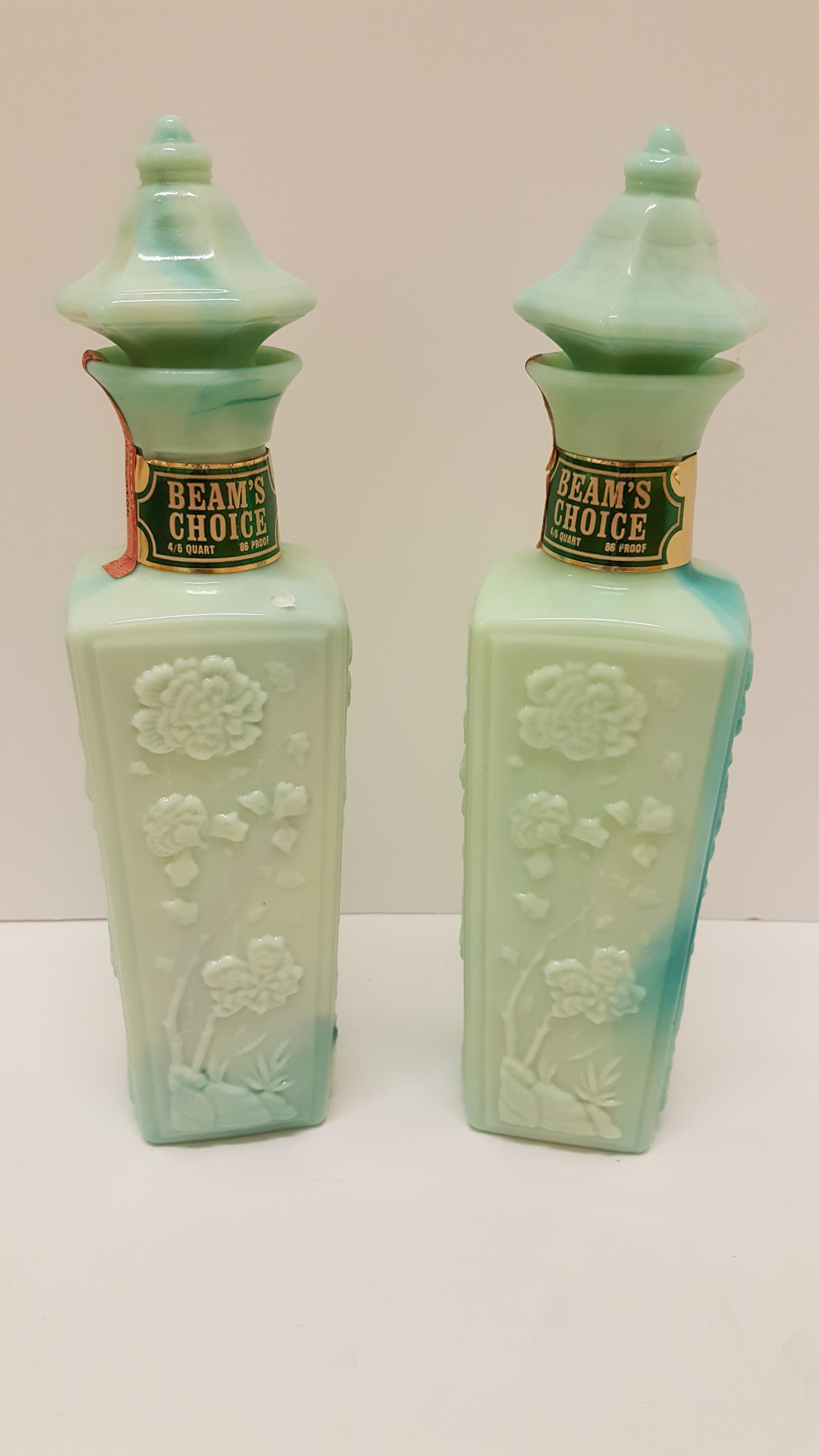 Beams Choice - Jim Beam, Green Jadeite like decanters