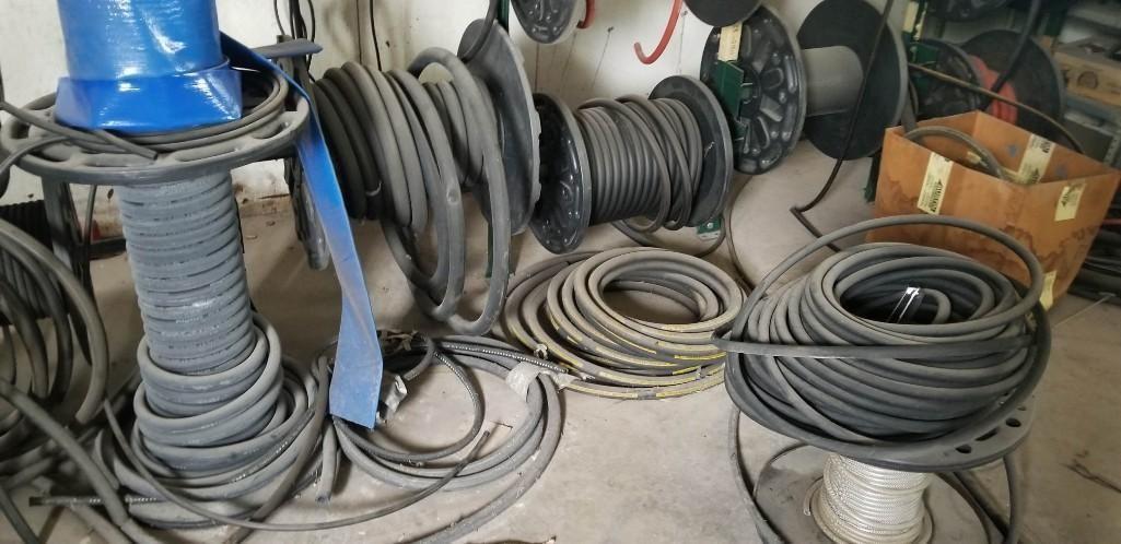 Hose Repair Shop Contents sells for one price Large 5hp Air Compressor Bench Grinder Ridgid
