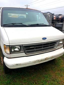 1994 Ford E350 White 2 door, Flat bed has side rails, AC/Heat works, good tires, good rear end, good