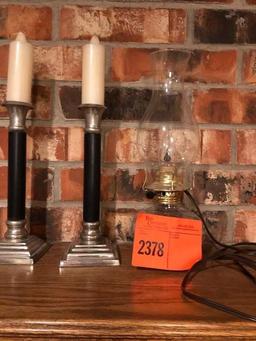 Electric Lamp & 2 Candles