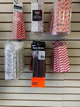 6 Red Dot Paper Straws 10 Ct 18 HW Plastic Stir Sticks 18 Ghost/Bats paper straws 17 Spider paper