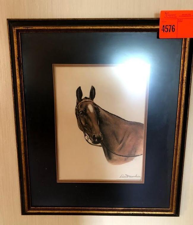 Signed Original French Horse Lithograph 24 x 26 Customer Framed, Museum mounted in acid fee mat
