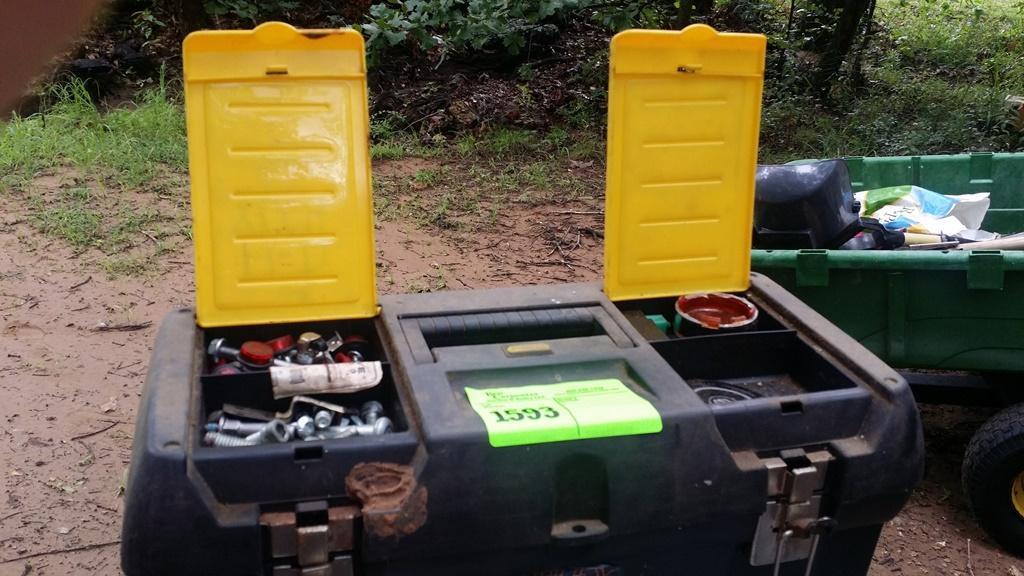 Toolbox with Harley Davidson motorcycle parts