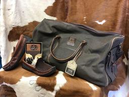 Travel Bag, Leather Billfold & Leather Loafers