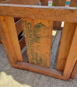 Large Cantaloupe Wooden Crate