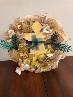 Gold & Turquoise Angel Wreath