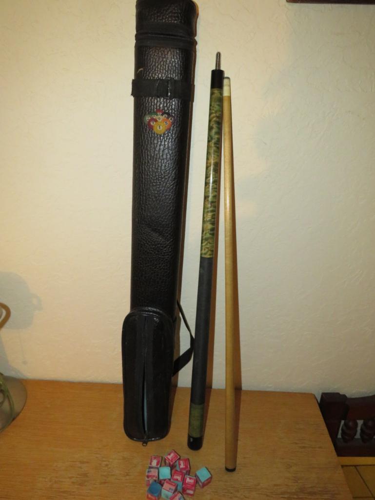 Custom McDermott Pool Cue with Case and Chalk