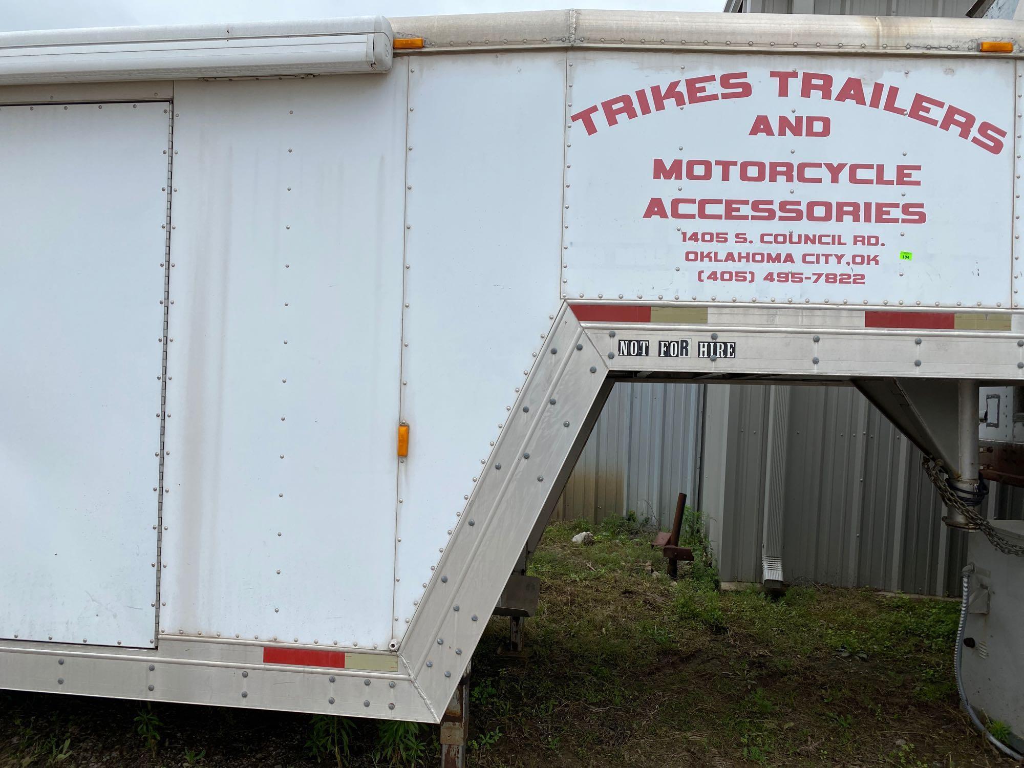 Gooseneck trailer Exis Aluminum with Awning Torsion Axles... approximately 40 ft on the floor. Total
