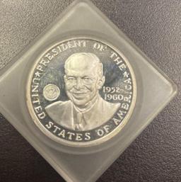 Dwight D. Eisenhower President/General, 1 ounce, 39mm .999 Pure Silver Round Must be picked up at