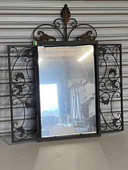 Mirror with Metal Frame & Scroll Shutters