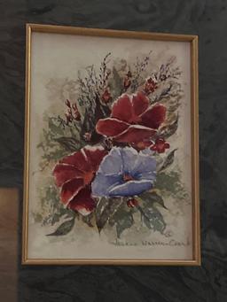 Bluebird & Blackberry Framed Wall Art, Floral Framed Wall Art & Fleur De Lis Sconce Shelf