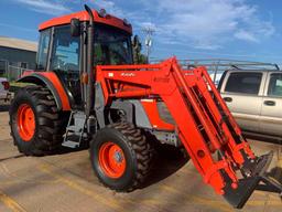 Kioti... DK65S 65 horse Diesel cab tractor Loader Front wheel assist Approx 409 hrs Hydraulic top li