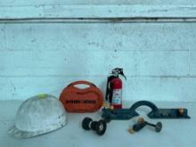 Hard Hat, Fence Assembly, Fire Extinguisher & Drill Bit Case