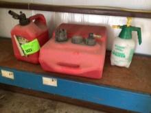 gas cans and spray bottle