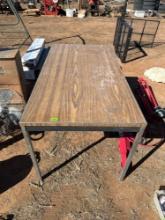 wooden table with metal legs