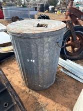 galvanized metal trash can