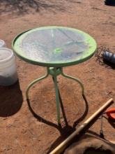 metal table with glass top