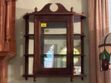 Wall Mounted Wood & Glass Curio Cabinet