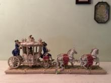 Vintage Porcelain Stagecoach with Horses