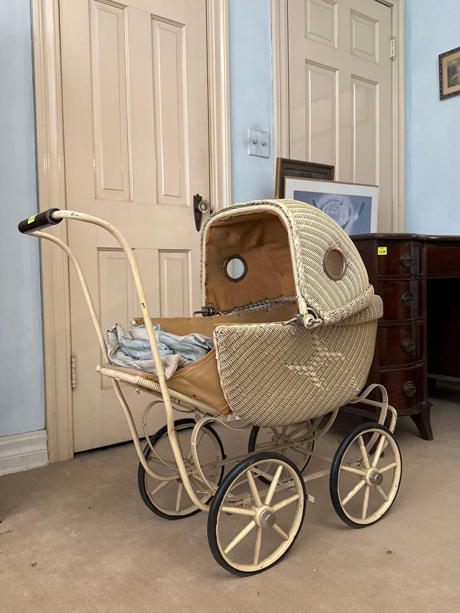 Antique Wicker Baby Buggy