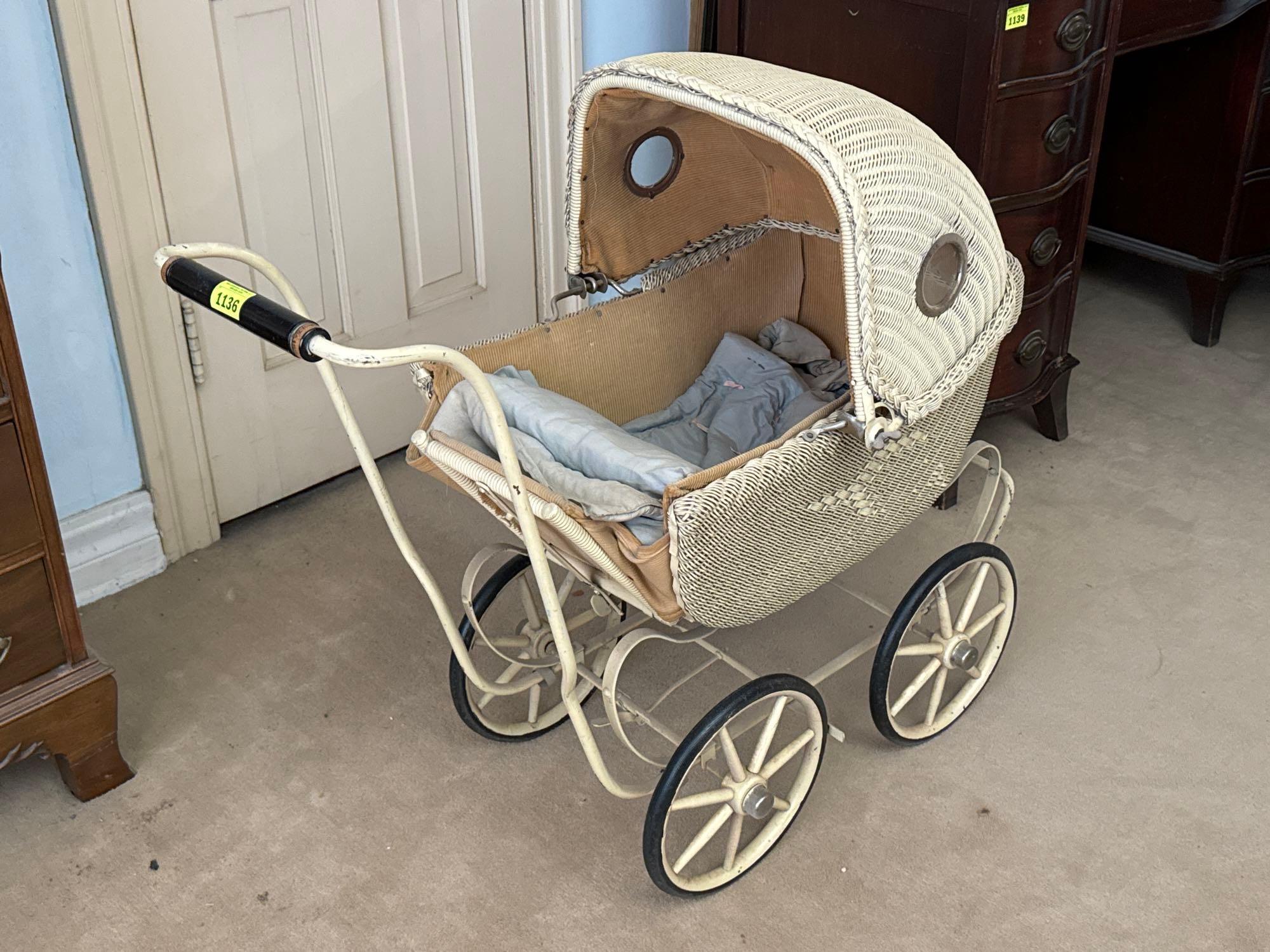 Antique Wicker Baby Buggy