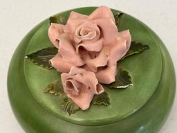 R.S. Prussia Sugar Bowl & Cream Pitcher, Ceramic Floral Dish & Carlton Silver Plate Childs Cup