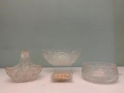 Crystal Cut Basket, Bowls & Soap Dish