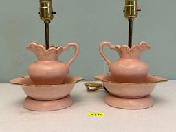Pink Pitcher & Basin Lamps