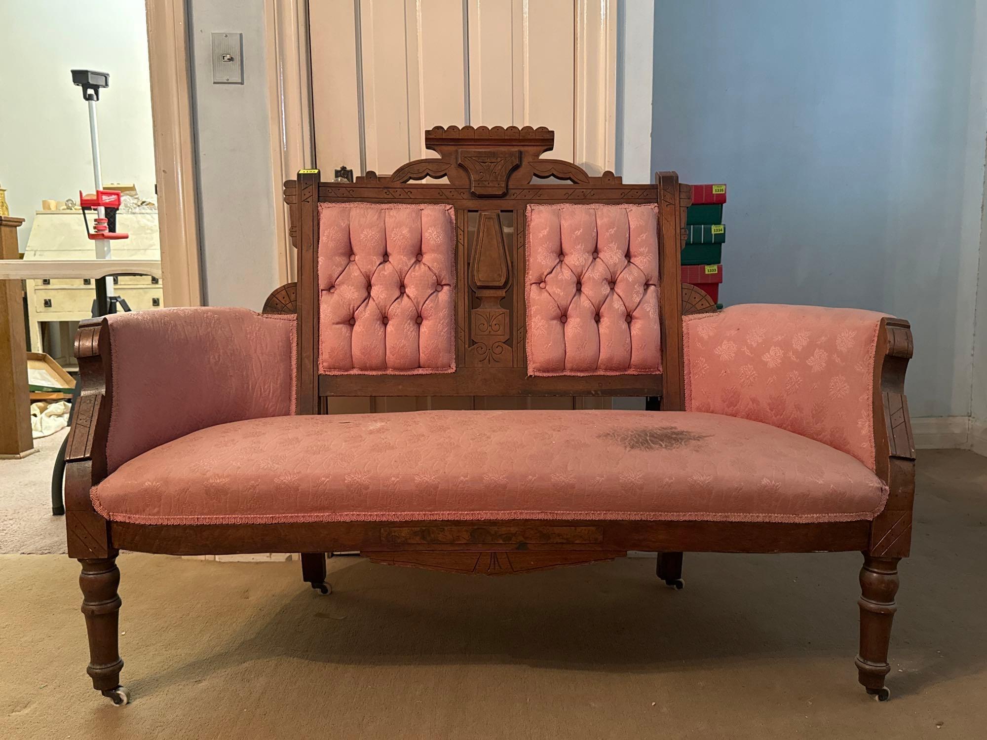 Antique Pink Upholstered Sofa