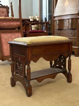 Vintage Storage Stool with Needlepoint Seat