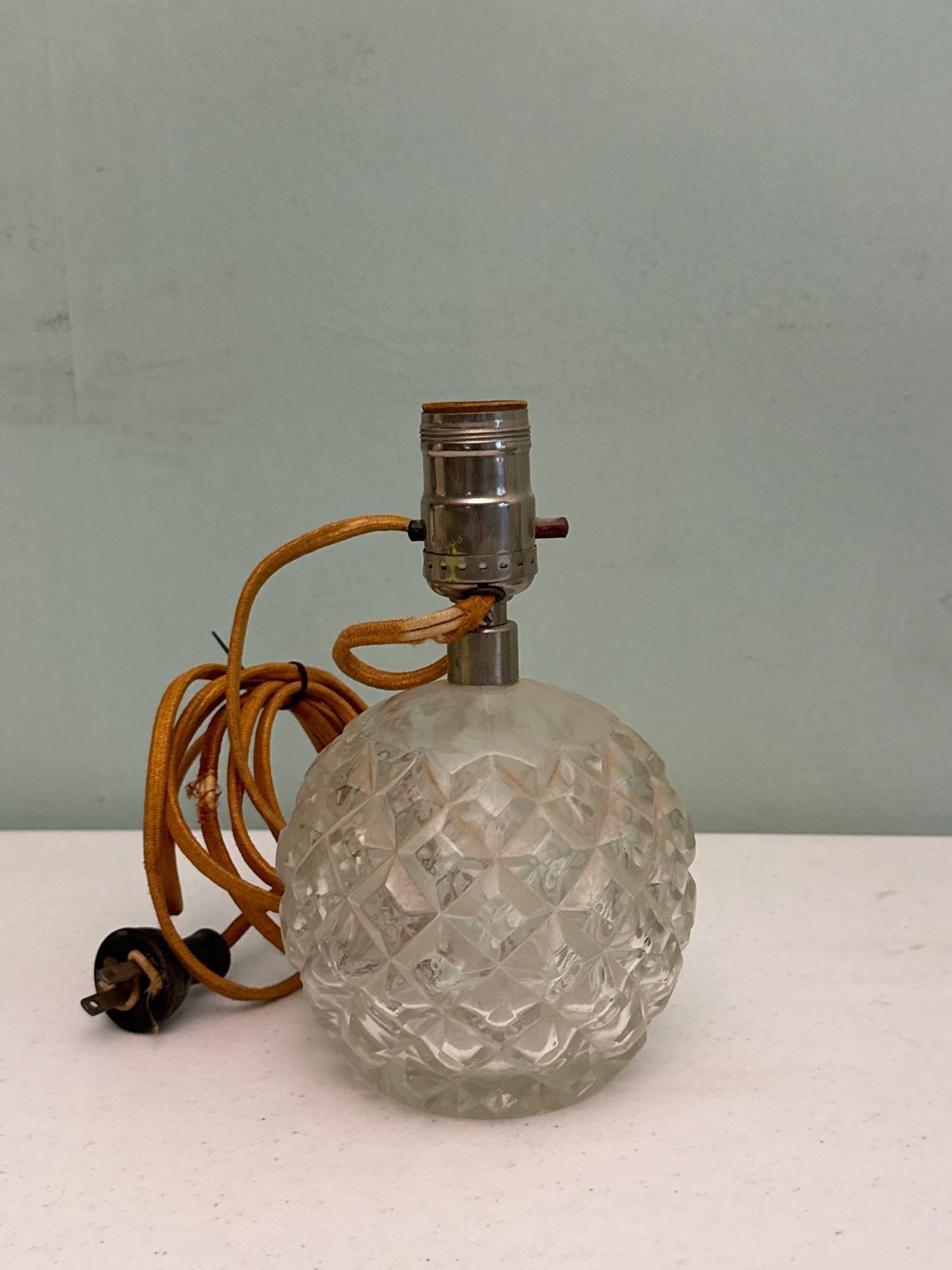 Cut Glass Lamp, Stained Glass Lamp Shade & Oil Lamp