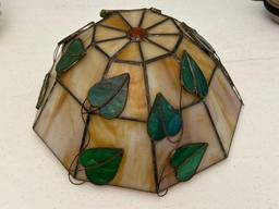 Cut Glass Lamp, Stained Glass Lamp Shade & Oil Lamp