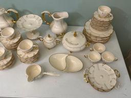 Vintage Hand Glazed White & Gold China Set