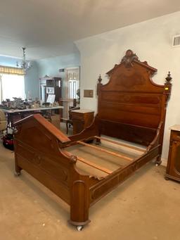 Antique Wood Carved Full Size Bed